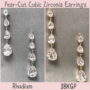 Pear Cut Cubic Zirconia Bridal Earrings-Boutique